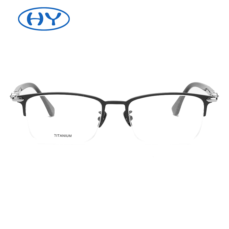 Men Semi-Rimless Eyeglasses Titanium Eyewear Ultra Lightweight Business Prescription Optical Frame