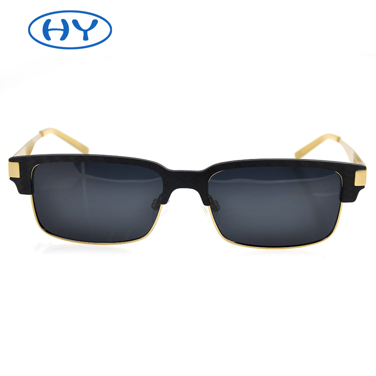 Semi Rimless Polarized Sunglasses Women Men Retro Sun Glasses Carbon Fiber Frame