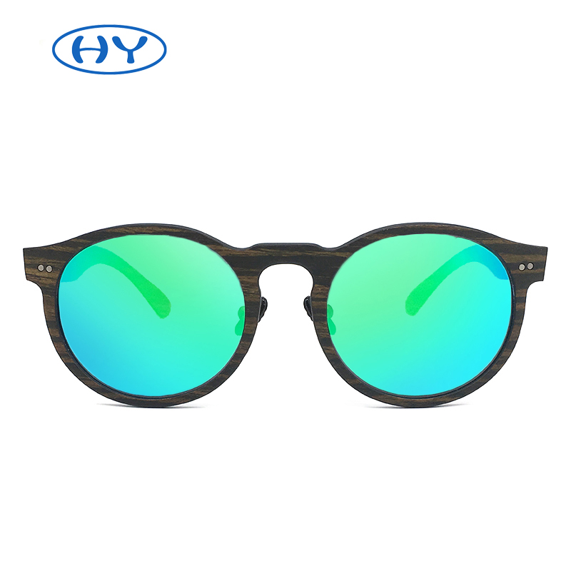 Polarized women sunglasses mirror sun eyewear carbon fiber with wooden cover