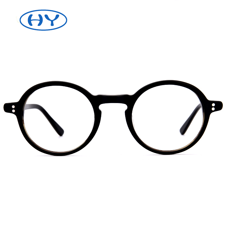 Women Vintage Glasses Frame Plain Mirror Round Acetate Optical Frame